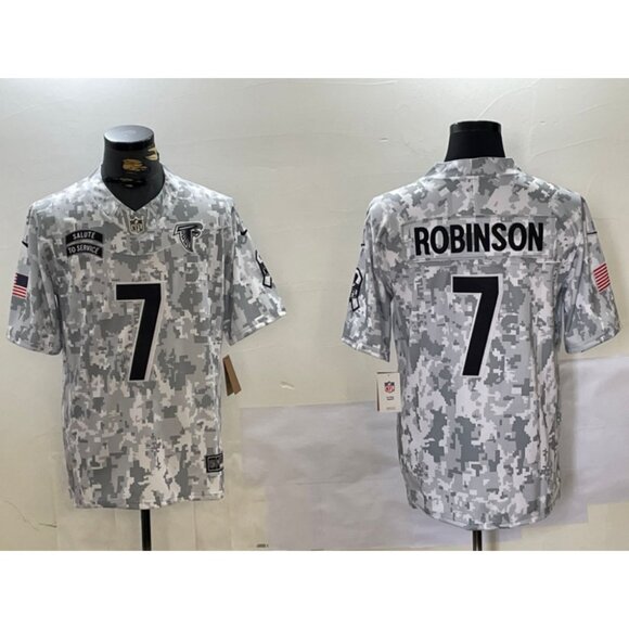 Mens Youths Kids Womens 7 Bijan Robinson Salute to Service Stitched Jersey